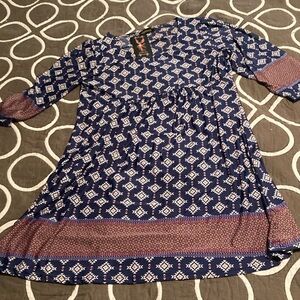 Blue and Pink Patterned Dress